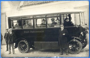 Passenheim, Stadt, Kreis Ortelsburg Passenheim, Elektro-Autobus, Stadtbahnhof Пассенхайм, электроавтобус, городской вокзал