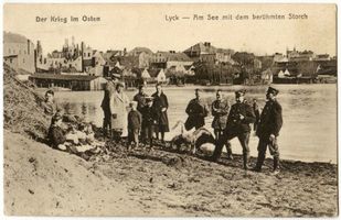 Lyck, Stadt, Kreis Lyck Lyck, Am See mit dem berühmten Storch Лык, у озера со знаменитым аистом