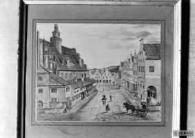 Heilsberg Kr. Heilsberg, Stadt, Kreis Heilsberg Heilsberg, Aquarell: Marktplatz mit Rathaus 