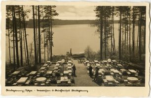 Niedersee, Kreis Sensburg Niedersee, Kurhaus Rudczanny, Blick von der Terrasse III 