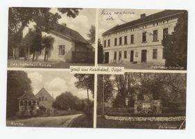 Puschdorf Kr. Insterburg, Kreis Insterburg Puschdorf Kr. Insterburg, Gasthaus Schmidt, Kirche, Geschäftshaus Rohde, Ehrenmal Пушдорф, район Инстербург, трактир Шмидта, церковь, торговый дом Роде, памятник павшим