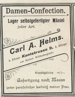 Königsberg (Pr.), Stadtkreis Königsberg Kantstraße (fr. Prinzessinstraße) 9 Königsberg (Pr.), Kantstraße (fr. Prinzessinstraße), Damen-Confection, Carl a. Helms Кёнигсберг (Пр.), Кантштрассе (бывшая Принцессинштрассе), магазин женского готового платья Карла А. Хельмса