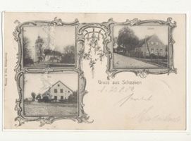Schaaken, Kreis Samland Schaaken Kr. Samland, Kirche, Schule, Gasthaus 