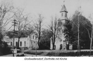 Großwaltersdorf, Kreis Gumbinnen Walterkehmen, Kriegerdenkmal und Kirche II 