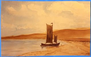  Kurische Nehrung, Kurenkahn vor Wanderdünen bei Nidden Kurische Nehrung, Dünen