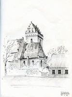 Mohrungen, Stadt, Kreis Mohrungen Mohrungen, Evangelische Kirche - Zeichnung Моронген, евангелическая церковь — рисунок