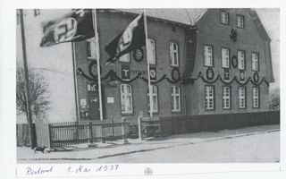 Metgethen, Ort und Bahnstation, Stadtkreis Königsberg Bahnweg 1 Metgethen, Bahnweg, Post Metgethen, Häuser früher und heute