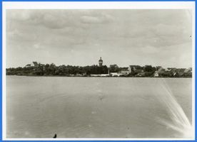 Lyck, Stadt, Kreis Lyck Lyck, Blick über den See auf den Wasserturm 