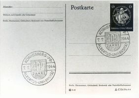 Königsberg (Pr.), Stadtkreis Königsberg Königsberg (Pr.), 400 Jahre Albertus-Universität, Postkarte Кёнигсберг (Пр.), 400 лет Альбертус-университету, открытка