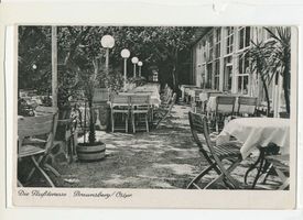 Braunsberg Kr. Braunsberg, Kreis Braunsberg Braunsberg, Hotel Reichshof, Die Flußterrasse Браунсберг, отель «Рейхсхоф», речная терраса