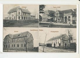 Haselberg (Ostpr.), Kreis Schloßberg Lasdehnen, Molkerei, Mays Hotel, Schule, Privatgebäude 
