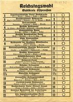  Ganz Ostpreußen, Wahlzettel zur Reichstagswahl am 31.7.1932 