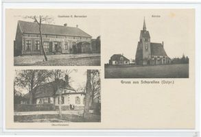 Adlerswalde (Ostpr.), Kreis Schloßberg Groß Schorellen, Gasthaus, Kirche Oberförsterei 