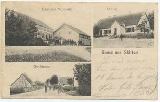 Skitten, Kreis Bartenstein Skitten, Gasthaus Neumann, Schule, Dorfstraße 