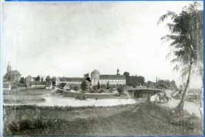 Georgenburg, Ort und Gestüt, Kreis Insterburg Georgenburg, Gesamtansicht, Ölbild II 