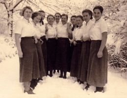 Blockswalde, Kreis Schloßberg Maschuiken, Reichsarbeitsdienstlager, kurzärmelige Maiden im Winter 