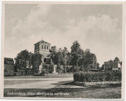 Gehlenburg, Kreis Johannisburg Gehlenburg, Marktplatz mit Kirche Геленбург, рыночная площадь с церковью