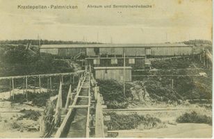 Kraxtepellen, Kreis Samland Kraxtepellen, Abraum und Bernsteinerdewäsche Ostpreußen, Bernsteingewinnung und -verarbeitung