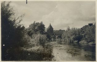 Guttstadt, Kreis Heilsberg Guttstadt, Blick über die Alle zum Storchenturm 