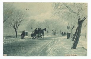 Lyck, Stadt, Kreis Lyck Lyck, Powoly Brücke im Schnee Лык, мост Поволы в снегу