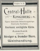 Königsberg (Pr.), Stadtkreis Königsberg Königsberg (Pr.), Central-Halle Königsberg, Anzeigen