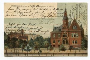 Rastenburg, Stadt, Kreis Rastenburg Rastenburg, Wilhelmsplatz mit Rathaus 