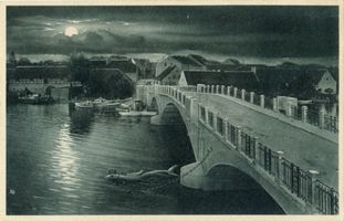Nikolaiken Kr. Sensburg, Kreis Sensburg Nikolaiken Kr. Sensburg, Brücke mit Stinthengst V Nikolaiken, Stinthengst