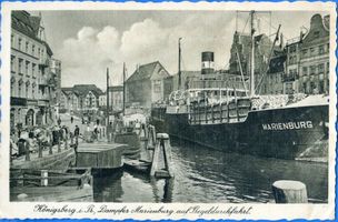 Königsberg (Pr.), Stadtkreis Königsberg Königsberg (Pr.), Dampfer  Marienburg  auf Pregeldurchfahrt Кёнигсберг (Пр.), пароход «Мариенбург» проходит по Прегелю