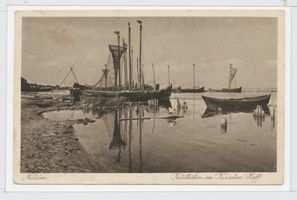 Nidden, Kreis Memel Nidden, Kurenkähne am Haffstrand IV Нидден, куршские лодки на берегу залива, IV