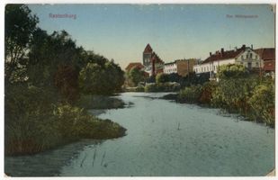 Rastenburg, Stadt, Kreis Rastenburg Rastenburg, Mühlenteich und Hotel  Rastenburger Hof  II Rastenburg, Mühlen