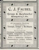 Königsberg (Pr.), Stadtkreis Königsberg Königsberg (Pr.), Tricotagen, Strumpf- und Wollwaren Handlung, C. J. Faubel Königsberg, Anzeigen