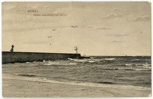 Memel, Stadt, Stadtkreis Memel Memel, Nordermole mit Molenleuchtturm XII Мемель, северный мол с маяком на молу, XII