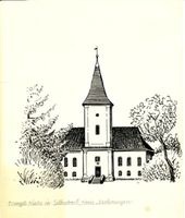 Silberbach, Kreis Mohrungen Silberbach, Kirche, Zeichnung Зильбербах, церковь, рисунок