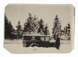 Seehag, Kreis Neidenburg Jablonken Kr. Neidenburg, Postauto im Schnee 