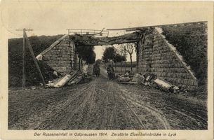 Lyck, Stadt, Kreis Lyck Lyck, Kriegszerstörungen, Eisenbahnbrücke II Лык, военные разрушения, железнодорожный мост, II