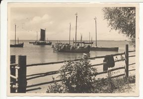 Pillkoppen, Kreis Samland Pillkoppen, Am Haffstrand, Fischerboote, V 