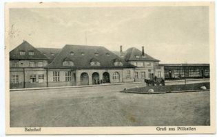 Schloßberg, Kreisstadt, Kreis Schloßberg Pillkallen Kr. Schloßberg, Bahnhof Пиллкаллен, уезд Шлоссберг, вокзал