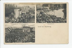 Heydekrug Kr. Heydekrug, Kreis Heydekrug Heydekrug Kr. Heydekrug, Fischmarkt mit Dampferanlegestelle, Gemüsemarkt, Fischmarkt 