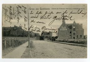 Gumbinnen, Stadt, Kreis Gumbinnen Moltkestraße Gumbinnen, Kaserne der Reitenden Abteilung und Katholische Kirche Gumbinnen, Kasernen