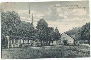 Metgethen, Ort und Bahnstation, Stadtkreis Königsberg Metgethen Ort, Vierbrüderkrug, Gasthaus und Dorfstraße Метгетен, местечко, трактир «Фирбрюдеркруг» и Дорфштрассе
