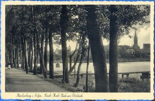 Rastenburg, Stadt, Kreis Rastenburg Rastenburg, Bick vom Park über den Oberteich II Rastenburg, Oberteich