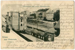 Osterode (Ostpr.), Kreis Osterode Osterode (Ostpr.), Schulstraße und untere Blumenstraße 