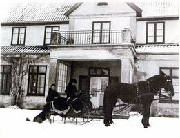 Galben, Kreis Bartenstein Galben, Gutshaus mit Edith Walzer und Kutscher Гальбен, усадебный дом с Эдит Вальцер и кучером