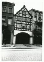, Marienburg i. Westpr., Markt, Fachwerkhaus mit Laube 