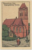 Riesenburg, Kreis Rosenberg Riesenburg, Evangelische Kirche,  Stein-Zeichnung 