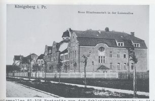 Königsberg (Pr.), Stadtkreis Königsberg Luisenallee 81-105 Königsberg, Mittelhufen, Luisenallee, Neue Blindenanstalt, Westseite von der Schleiermacherstr. aus gesehen Königsberg, Blindenanstalt