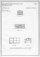 4 Bauzeichnungen einer Stallscheune für 6 Morgen in Seitenansichten und Draufsichten mit Maßen Bl. 2 Bauzeichnungen für Neubauten von Gehöften durch Ostpreußische Landgesellschaft m.b.H., Königsberg