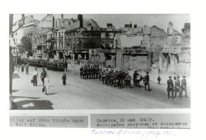 Tilsit, Stadt, Stadtkreis Tilsit Hohe Straße Tilsit, Hohe Str., Siegesparade der Russen Tilsit, Zweiter Weltkrieg und das Ende