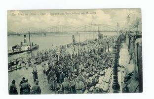 Tilsit, Stadt, Stadtkreis Tilsit Tilsit, Truppen zur Verschiffung am Bollwerk II Tilsit, Kai-Anlagen und Memelstr.